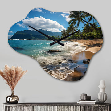 Aloha Tropical Dreamscape II - Asymmetric Metal Wall Clock